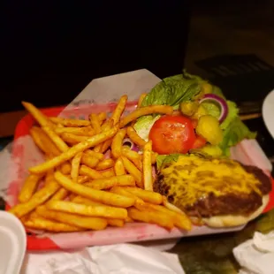 Alligator burger with fries