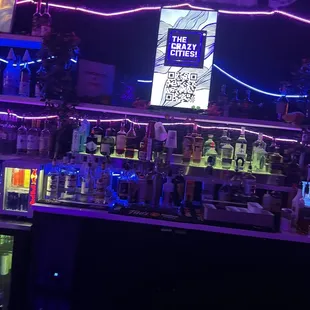 a bar with neon lights