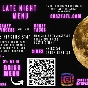 Late Menu!! At crazyATL.com