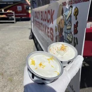 two plates of cheesecake