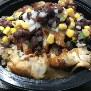 Chicken Rice Bowl with Crazy Bean Salad