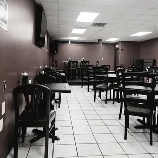 a restaurant with tables and chairs