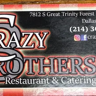 a restaurant and catering business card