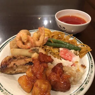 a plate of asian food