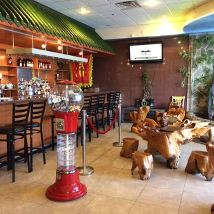 a bar with a lot of stuffed animals