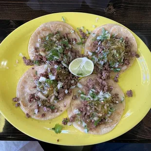 Tacos de Cecina (the salsa that comes with it is on the table, sorry)