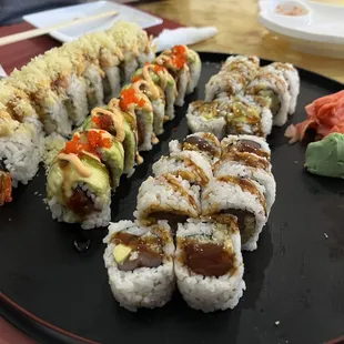 TAMPA roll, Crunchy Roll, Monster Roll, and Pacific Fusion Roll