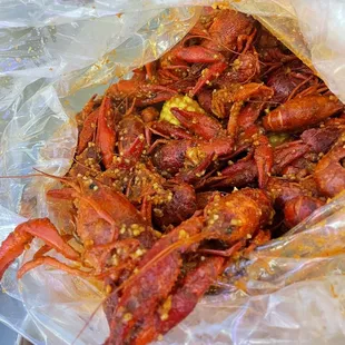 5 lbs crawfish with sensation sauce.