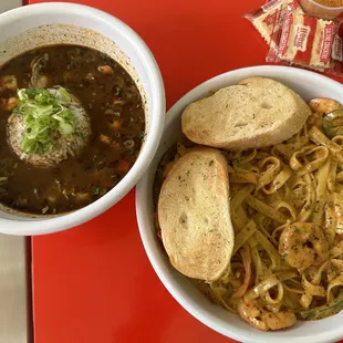 Gumbo and Shrimp Fettuccine