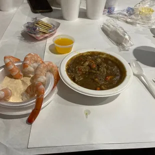 Shrimp Remoulade (Left) Crawfish Etouffée (Right)