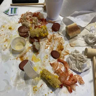 We ate all of it and still left hungry. See how many shrimp and leg prices for $20/person.