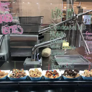 Gourmet churro bites, you can pick the one you like or you can make you're own option.