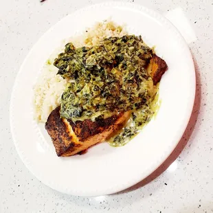 Salmon Florentine and Rice