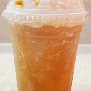 Carmel frappe with whipped cream