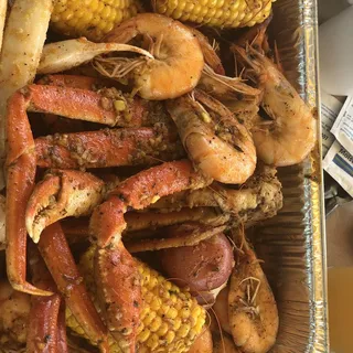 Shrimp Head-on and Snow crab legs