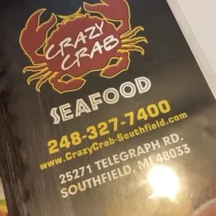 a menu for a seafood restaurant