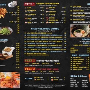 he menu of the restaurant