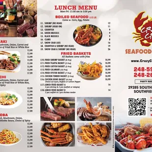 he menu for the restaurant