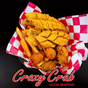 a basket of fried food