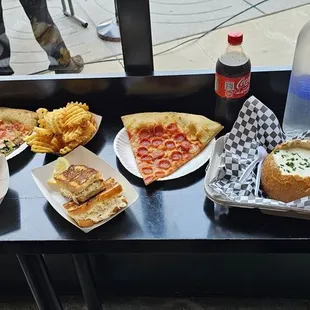 Clam Chowder and crab sandwiches are from Crazy Crab'z