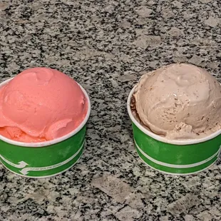 Cotton Candy and Ferrero Rocher ice cream (lids off)