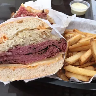 Double Pastrami Reuben. Get the garlic jalapeño sauce.