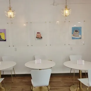 tables and chairs in a room