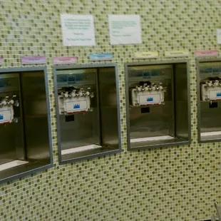a row of ice cream machines