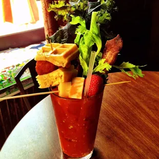 Chicken and waffle Bloody Mary.