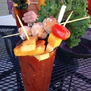 Donuts, cheese, and a steak fry/fish skewer. Not bad for a substitute bartender!