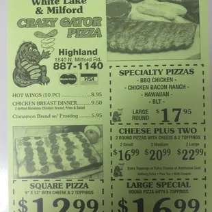 This is our most recent menu