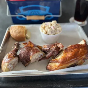 Smokin' Chicken Plate with red potato salad and corn bread $13.99