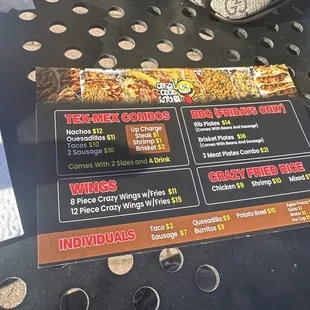 menu and prices