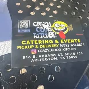 a sticker on a table