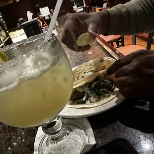 Don Julio Margarita with chicken &amp; beef tacos