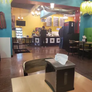Dining area facing the front counter.