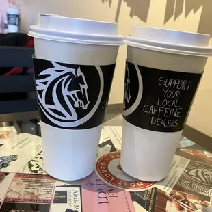 Large coconut latte and large smores latte