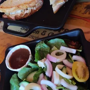 Patty melt and salad