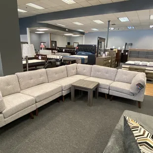 Gray modular sectional with Ottoman