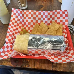 My burrito before cutting into it