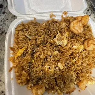 Shrimp fried rice was greasy and not good.