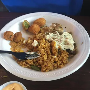 Grilled catfish hush puppies fried okra