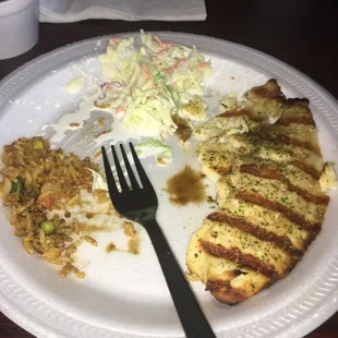 Grilled Tilapia with fried rice and coke slaw