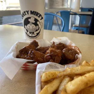 Buffalo wings and Cajun Fries