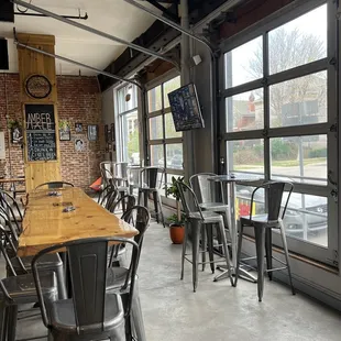 Cool indoor seating with garage door sliders