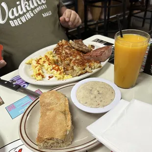 Crazy Otto breakfast with biscuits and gravy
