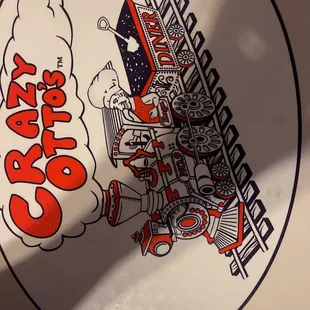 a cartoon train on a plate