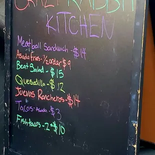 Menu at the pop-up event at Fort Rock Brewing 10.13.22