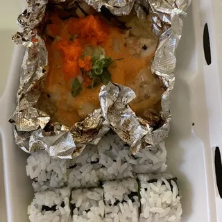 1. Baked Scallop on California Roll