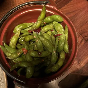 Spicy Garlic Edamame